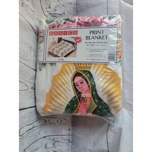 Basics brand print blanket featuring a depiction of Our Lady of Guadalupe New